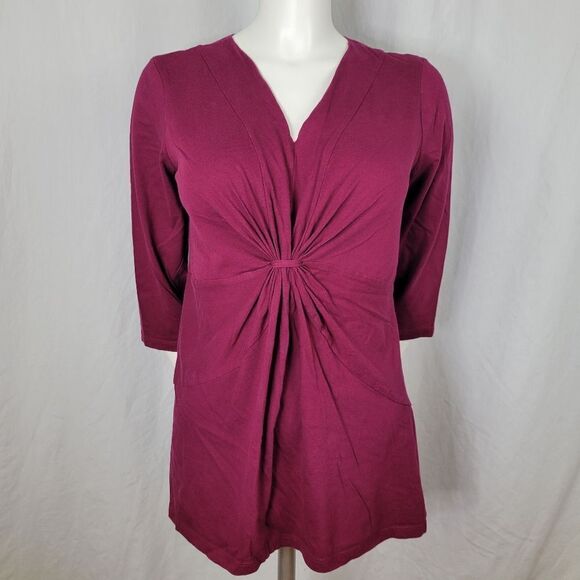 Motherhood Maternity Wine Colored V-Neck‎ Cotton Blouse - Picture 1 of 7